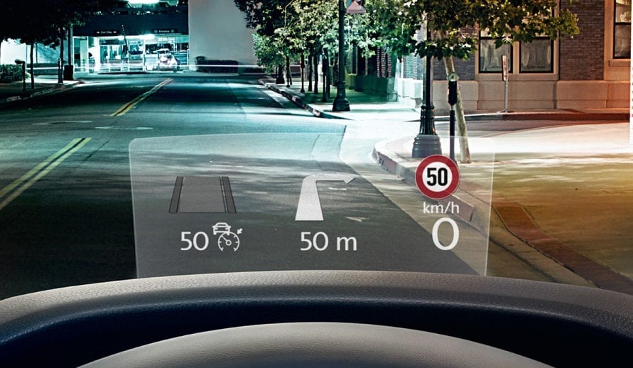 VOLKSWAGEN TIGUAN detail obrázku fungování Head Up Display