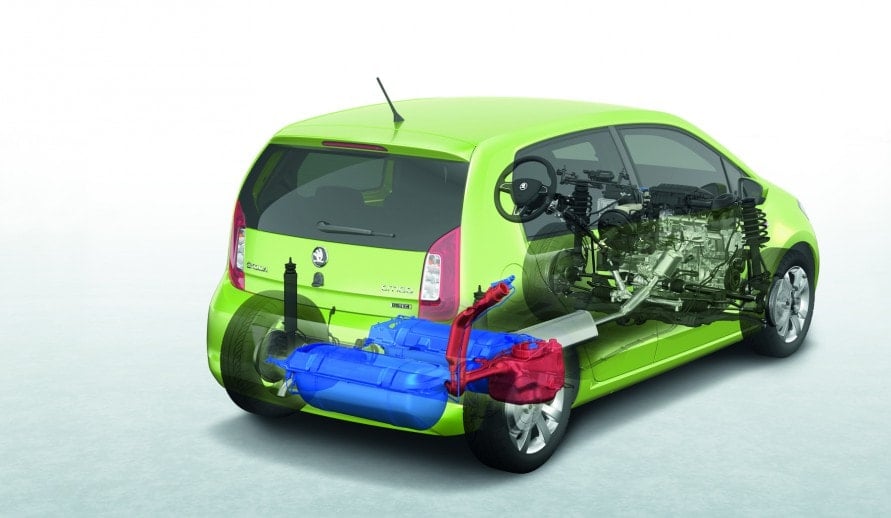 ŠKODA Citigo G-TEC náhled umístění nádob zemního plynu