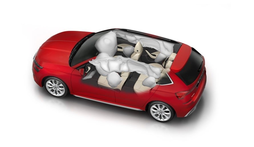 názorný obrázek pro upřesnění umístění airbagů v modelu Kamiq