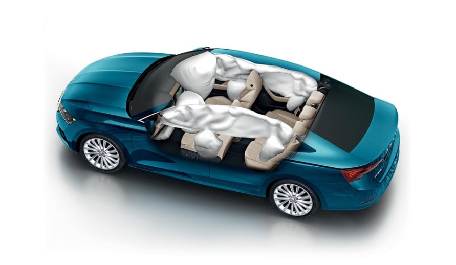 názorný obrázek pro upřesnění umístění airbagů v modelu Octavia 