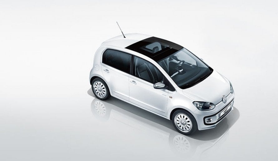 VOLKSWAGEN UP! boční pohled na vůz v bílé barvě