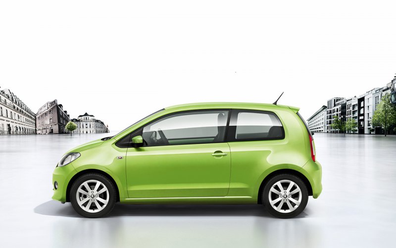 ŠKODA Citigo boční pohled na vůz v zelené barvě