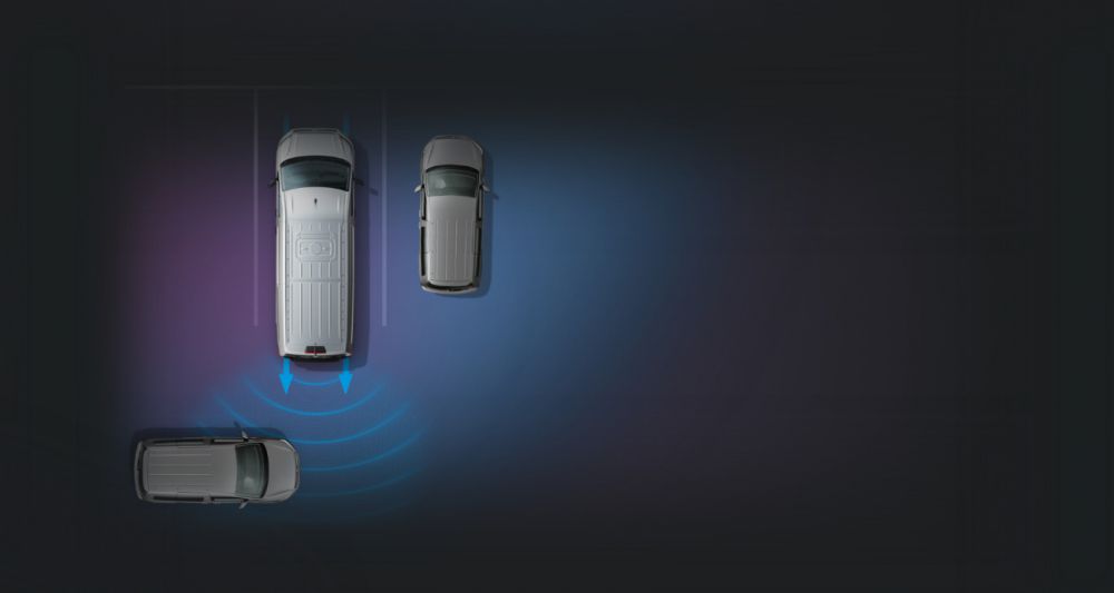 Volkswagen Crafter ukázkový obrázek pro znázornění asistenčních systémů